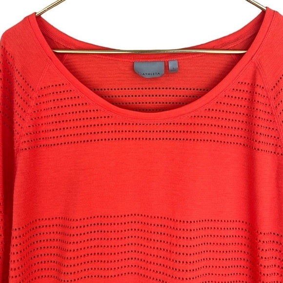 Athleta Orange Limitless, Perforated Mesh Long Sleeve Pullover‎ Athletic Top - Picture 2 of 9
